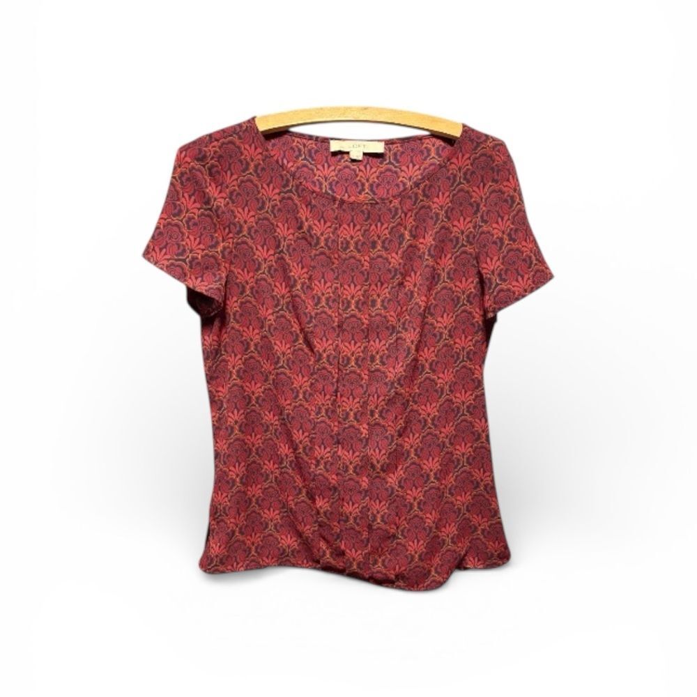 LOFT Modest Short Sleeve Blouse Lightweight Feminine Romantic